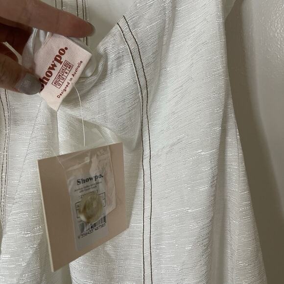 NEW! Showpo Jessica halter mini dress open back white button front US 8 - Picture 8 of 9